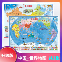 北斗 中国地图+世界地图 覆膜撕不烂 2张 挂图