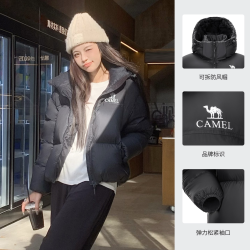骆驼 黑钻系列︱短款羽绒服女装冬新款保暖防风连帽羽绒外套面包服