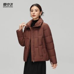 雪中飞 短款羽绒服精品鸭绒休闲气质纯色百搭显瘦冬季保暖外套