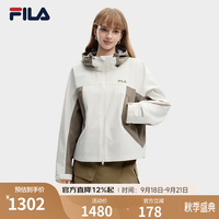 FILA 女装26秋季外套新款女装梭织时尚休闲百搭拼色连帽上衣 云菇白-WT L 170/88A/L