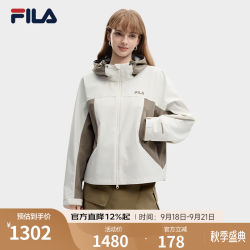 FILA 女装26秋季外套新款女装梭织时尚休闲百搭拼色连帽上衣 云菇白-WT L 170/88A/L