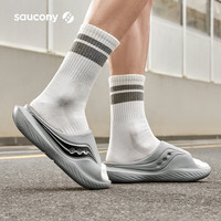 saucony CRADLE 摇篮拖鞋女厚底缓震轻便居家户外凉拖男大码运动鞋 灰黑 38