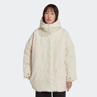 adidas 三叶草 女款可收腰冬装保暖防风连帽宽松休闲棉服气质女装