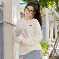NIKE 春秋季日常通勤休闲出街女子纯棉透气圆领针织套头长袖T恤