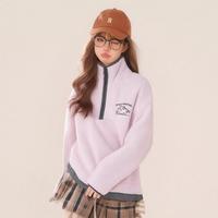 森马 刺绣针织卫衣女秋季设计感百搭半开襟质感立领上衣