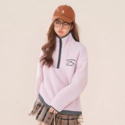森马 刺绣针织卫衣女秋季设计感百搭半开襟质感立领上衣
