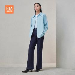 海澜之家 春秋纯色宽松梭织翻领女士长袖衬衫