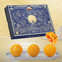 三只松鼠 不亦月乎 奶黄流心广式月饼礼盒 400g6味12饼