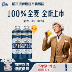 哈尔滨啤酒 1900全麦啤酒麦汁10°P 1L 整箱装 1L*2桶 尝鲜装