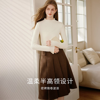 香影 灰色 半高领修身显瘦 中长款针织衫 L