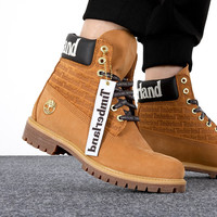 Timberland 大黄靴男鞋秋冬新款马丁靴时尚金属LOGO印花高帮户外休闲鞋