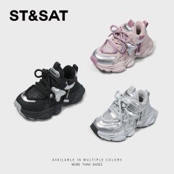 星期六 ST&SAT 童鞋女童防滑运动鞋2026春季新款女孩舒适软底儿童老爹鞋