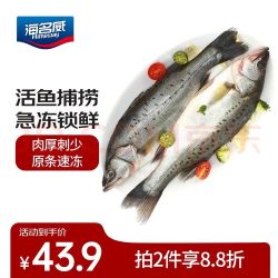 海名威 鲜冻海鲈鱼850g 2条装包邮