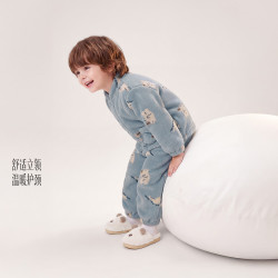 jellybaby 新品男女童中童深秋开襟家居服
