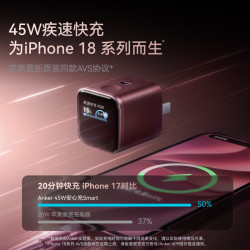 Anker 45W安心充Smart+ Type-C快充头 蓝色