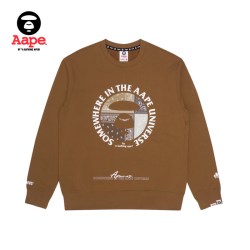 Aape 3883XXJ 猿颜字母印花彩色拼接圆领卫衣 BKX/黑色 S
