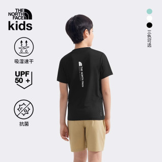 北面 童装SunChase儿童短袖抗菌速干防晒短袖T恤户外衣服|8DCT JK3/宇宙黑 薄款 UPT 50+