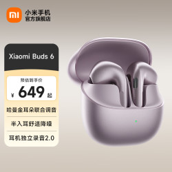 小米 Buds 6 半入耳式蓝牙耳机 星云紫