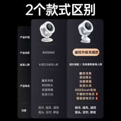 视艺星 桌面小风扇电风扇制冷2026新款家用小型办公室usb充电长续航学生上课静音宿舍夹式车载降温神器