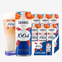 1664凯旋 1664血橙海盐风味310mL*6罐0脂低糖真果汁清爽果味啤酒 中秋送礼