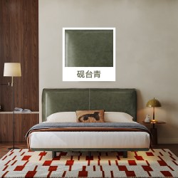 爱舒 悬浮床真皮床现代简约中古风22cm高床脚人体感应夜灯
