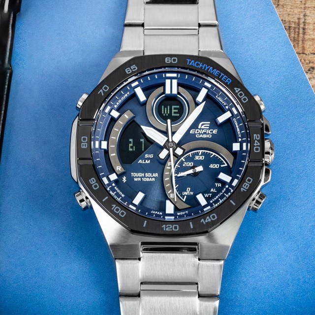 CASIO 手表男新款彩色八角农家橡树蓝牙太阳能腕表ECB-950MP-1A