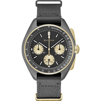 BULOVA 官方旗舰店登月50周年限量款熊猫盘飞行员手表男石英表官方