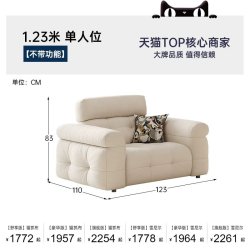 帕沙曼 功能沙发电动猫抓布艺沙发小户型云朵奶油风高靠背智能沙发