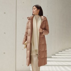 波司登 2024冬季连帽长款鹅绒羽绒服女显瘦美拉德