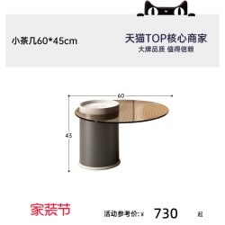 帕沙曼 轻奢茶几客厅简约岩板大小圆茶桌网红高级感咖啡桌组合