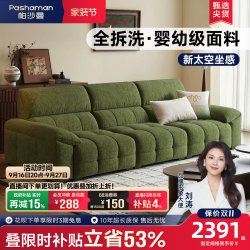 帕沙曼 可拆洗沙发布艺小户型客厅现代简约云朵沙发雪尼尔直排绿色
