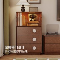 红林日记 实木斗柜客厅沙发边柜电视柜中古风抽屉储物柜落地展示柜
