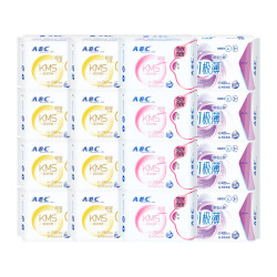 ABC 夜用卫生巾套装 姨妈巾组合 KMS纤薄(健康配方) 日用80片+夜用40片+超长12片