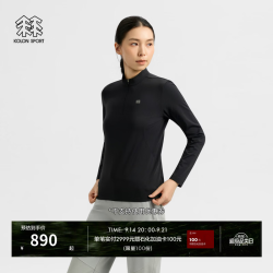 KOLON SPORT 户外休闲衣 女士徒步微拉绒半拉链长袖T恤 LKZT6WN086-BK 黑色 2XL 180/100A