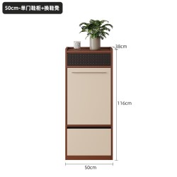 鹊松 鞋柜家用门口收纳柜一体靠墙中古风入户超薄玄关柜2026新款