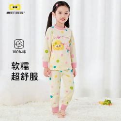 唐机豆豆 女童卡通全棉家居服春秋新款卡通满印新疆棉睡衣套装秋衣