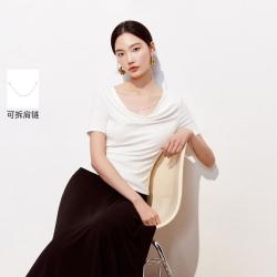 VERO MODA 26夏新品荡领修身上衣简约精美大气知性T恤女