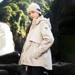 吉普 抽绳显瘦户外冲锋衣女三合一可拆卸抓绒内胆保暖加厚外套女