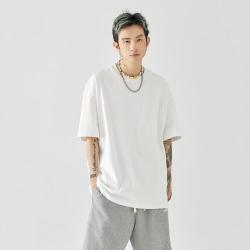 GOLFCROSS 纯棉重磅男女同款夏季简约宽松情侣t恤透气舒适短袖t恤男