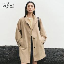 伊芙丽 蒋欣代言伊芙丽廓形定纺定织棉感立领风衣26新品