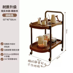 蔓斯菲尔 可移动边几小推车客厅沙发茶几边柜中古风实木藤编零食收纳置物架
