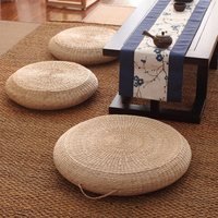 七仙配草 草编蒲团坐垫地上榻榻米垫子加厚圆形日式打坐禅修垫阳台飘窗草垫