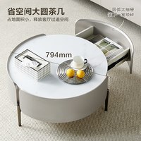 全友 家居简约现代玻璃茶几小户型客厅阳台圆形可移动的沙发边几