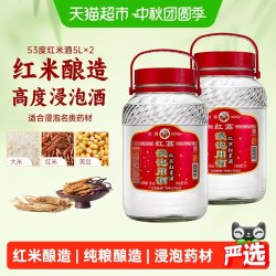红荔牌 清雅白酒红米酒53度5L*2玻璃瓶装家用浸泡自酿药材酒粮食酒