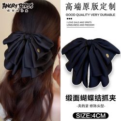 ANGRY BIRDS 韩系缎面蝴蝶结抓夹优雅气质显发量马尾夹百搭女童发饰