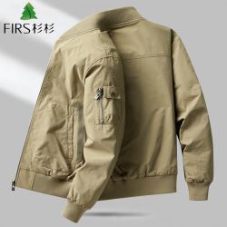 杉杉 男士春秋飞行员夹克复古工装美式棒球服外套男宽松休闲上衣