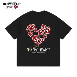 CHARLES JANG'S HAPPY HEART 短袖t恤男款夏季纯棉印花爱心情侣夏天多彩潮牌上衣服