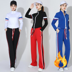 广场舞服装秋冬加绒双拉链开衫跳操曳步舞运动休闲舞蹈服两件套女