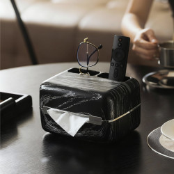 半岛良品 桌面纸巾盒收纳盒防水抽纸盒客厅家用盒子纸巾架胡桃木纹
