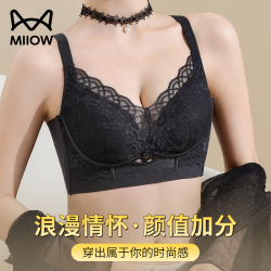 猫人 蕾丝性感无钢圈塑形聚拢收副乳防下垂舒适透气夏季薄款文胸女